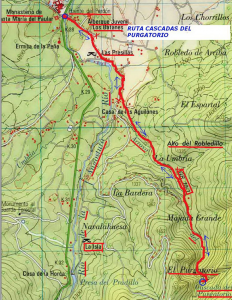 Mapa de la Ruta a la cascada del Purgatorio