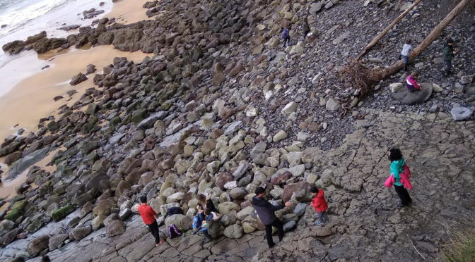 Senda de los dinosaurios en la Playa de la riega. Asturias. © J.R.Aguirre